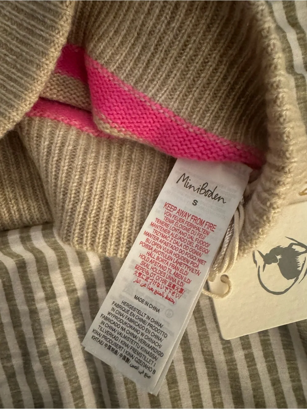 Boden Multicolor Stripe Pom-Pom Beanie - Cream, Pink, Blue, Yellow, Black, Green